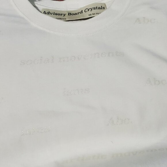 HTF NEW ADVISORY BOARD CRYSTALS Abc Crew Neck Long Sleeve Glitter-Print Tshirt - Picture 3 of 16